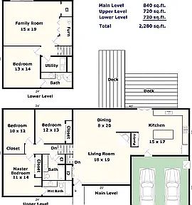 Tri level floor plan