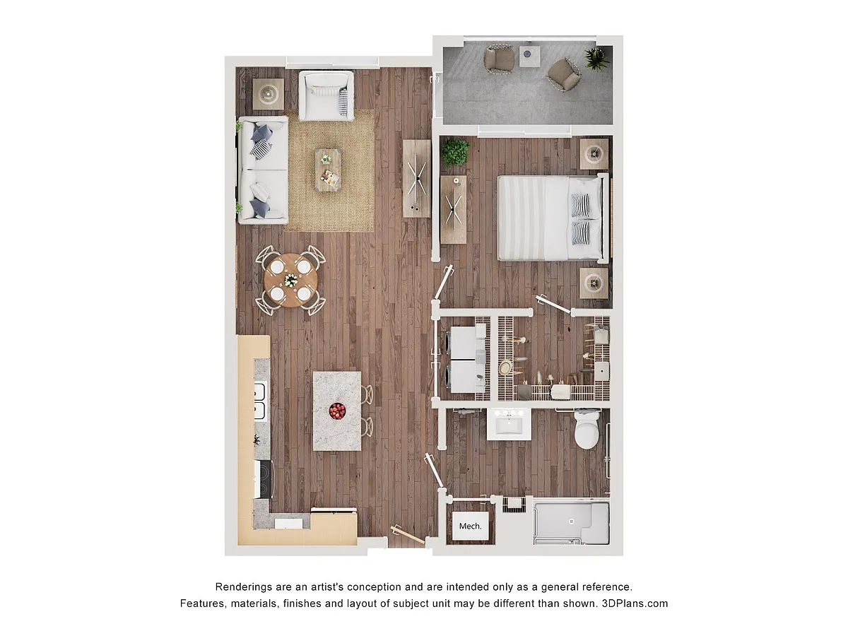 Floor plan 1AA (Wheelchair Accessible)