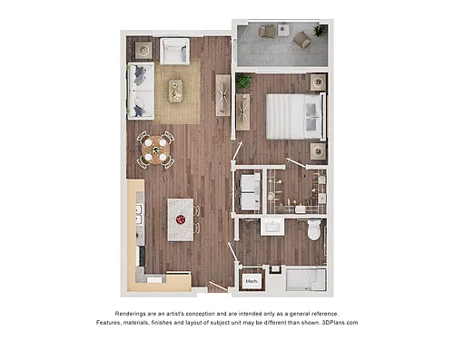 Floor plan 1AA (Wheelchair Accessible)
