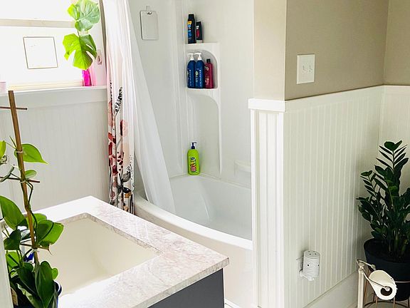 Spacious bathroom. Recently renovated. Large linen closet With shelving