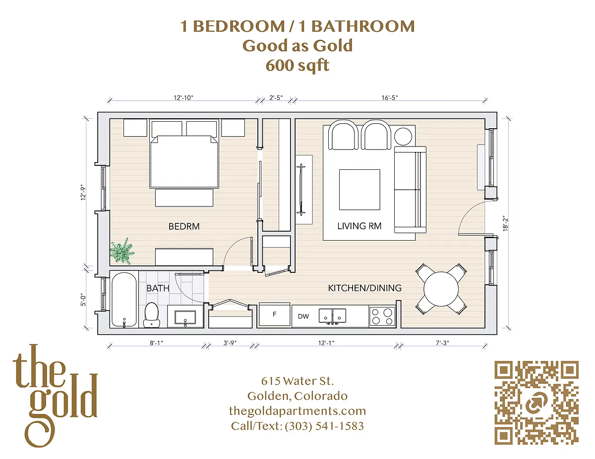Floor plan 1X1 Good as Gold