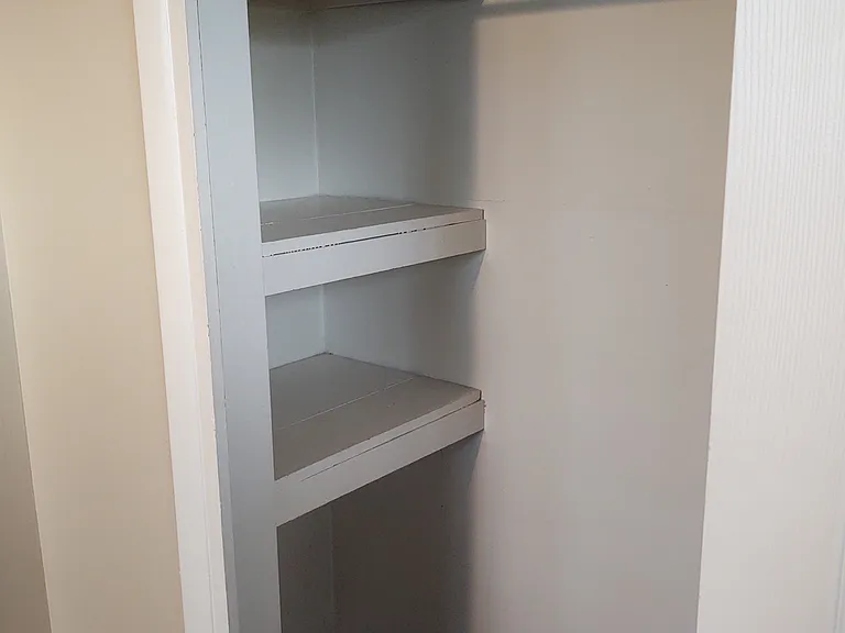 bedroom closet loaded with shelves