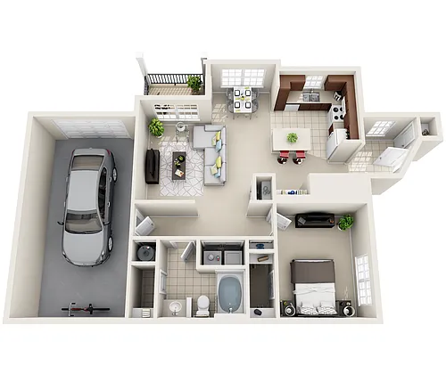 Floor plan Fifth Avenue | 1 Bedroom 1 Bathroom with Attached 