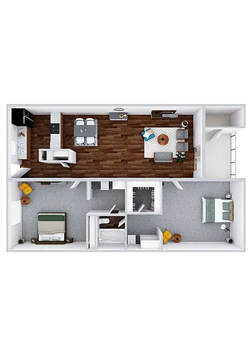 Floor plan Two Bedroom One Bath