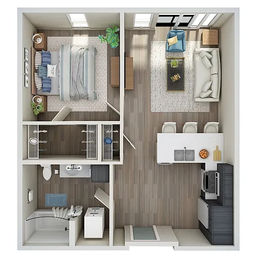 Floor plan 1 Bed, 1 Bath - MFTE - G