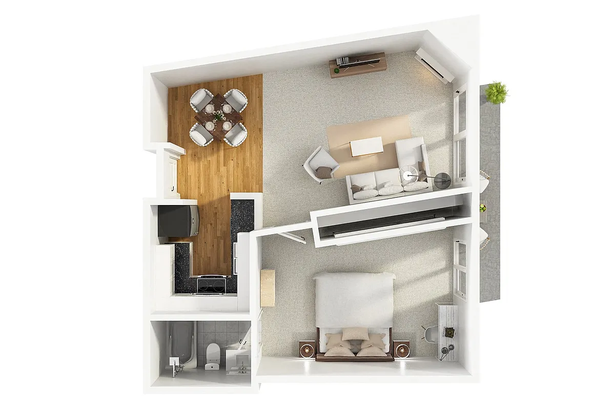 Floor plan 1BR 1BA - FLOOR PLAN B - 10969 ROCHESTER