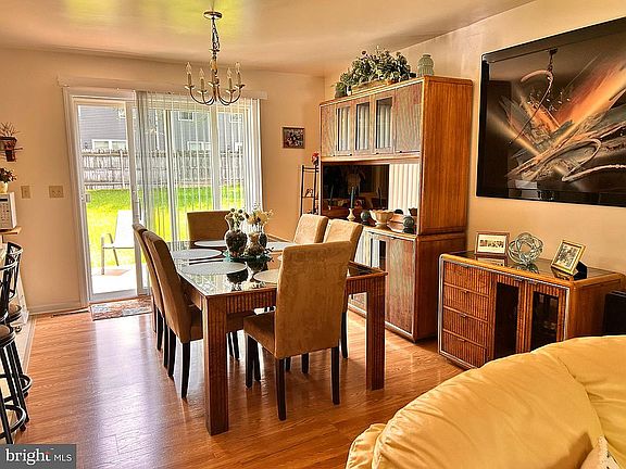 Dining area with a view of the backyard.