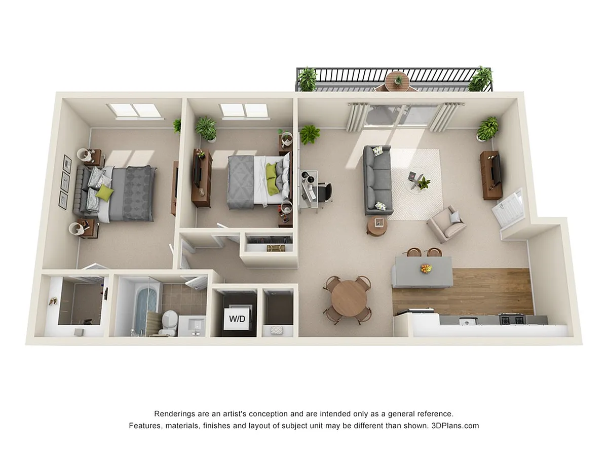 Floor plan 2-Bedroom 1-Bathroom