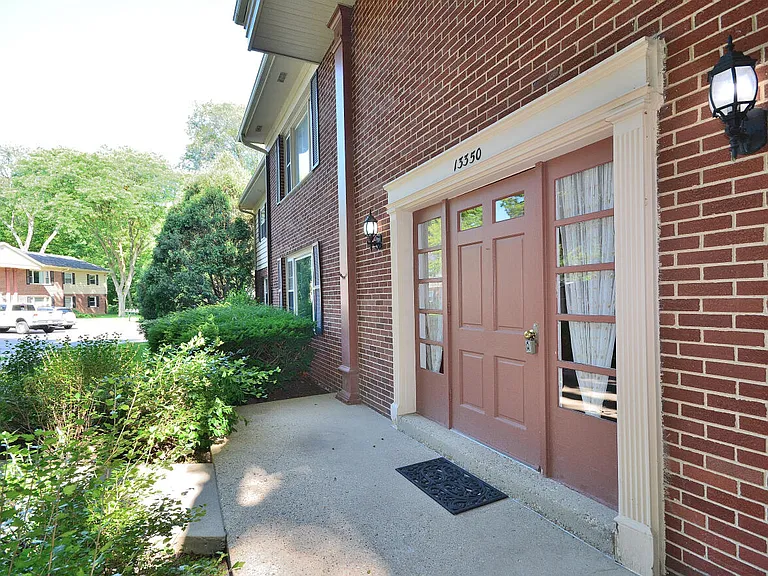 Front Entrance into Building 13350
Unit 1 is lower left with exterior brick all the way around (front, side, and back)