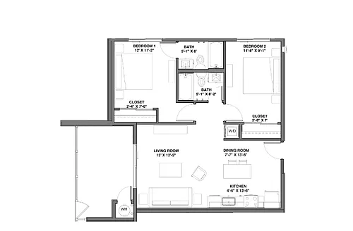 Floor plan 2 Bedroom C1