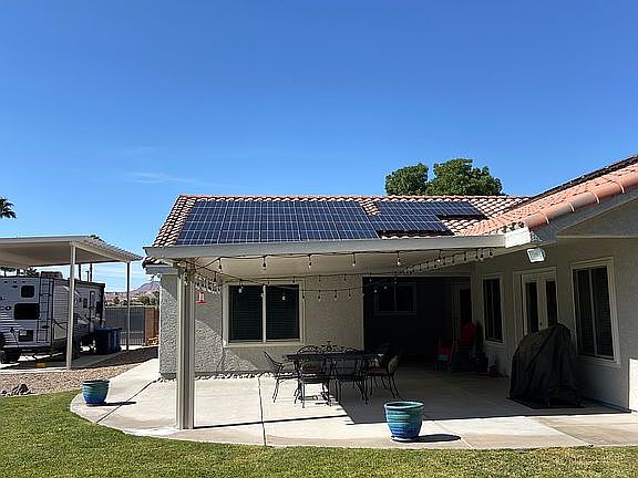 Solar panels & covered patio