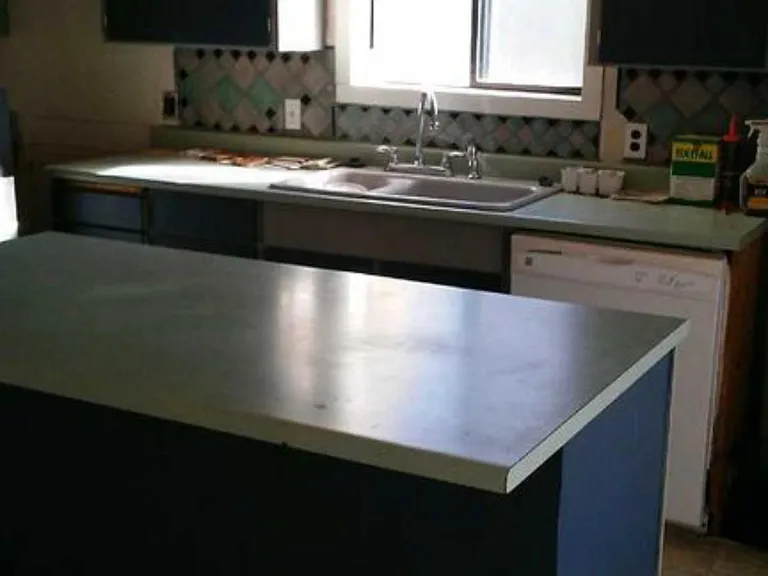 Kitchen with large center island.