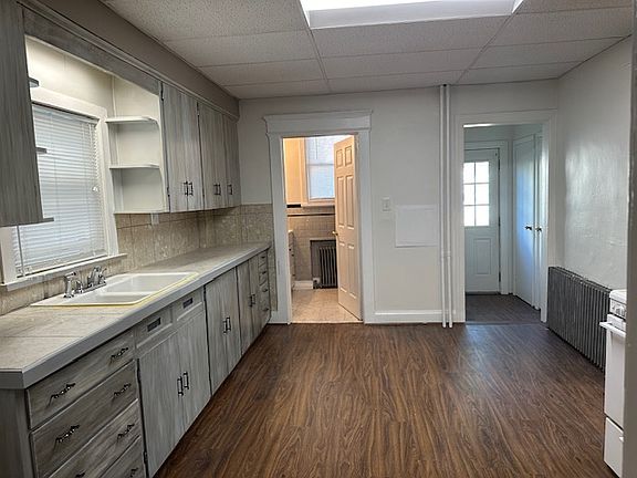 rear kitchen view with back door