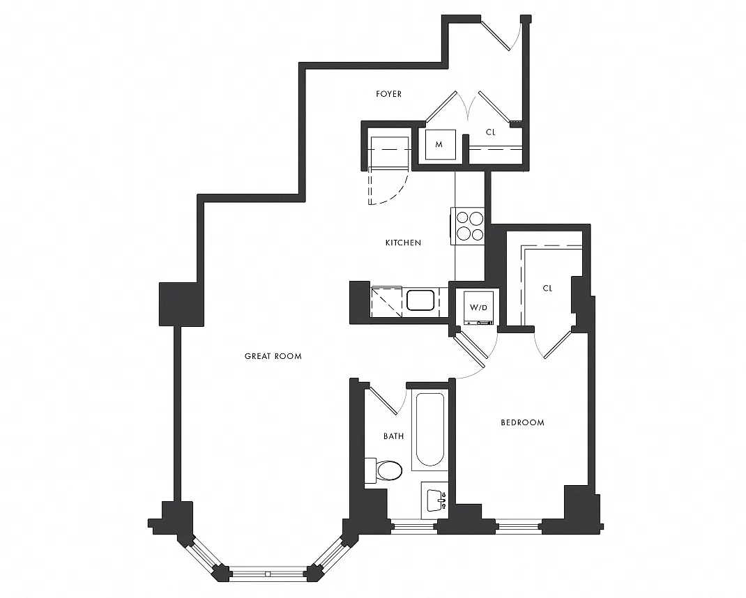 Floor plan Residence B1 - 1 Bedroom