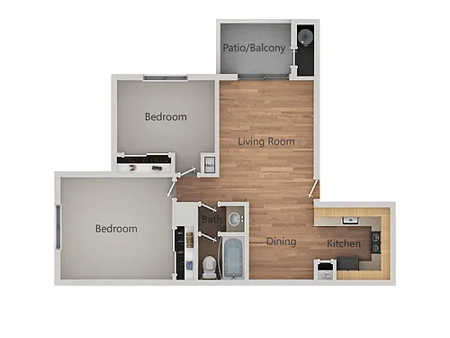 Floor plan 2 Bedroom 1 Bath