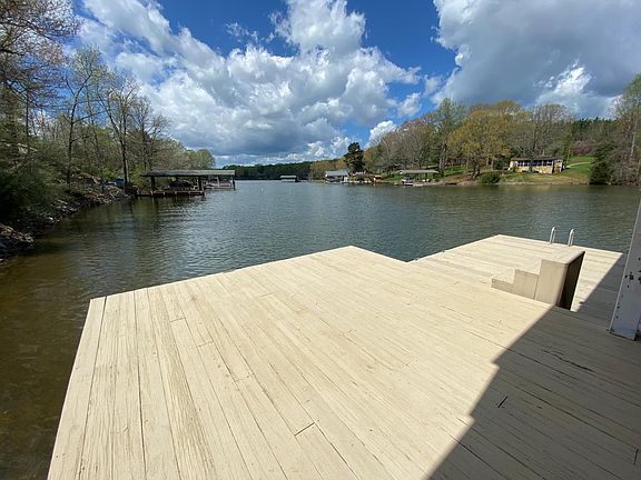 View from fixed dock looking southwest out of cove