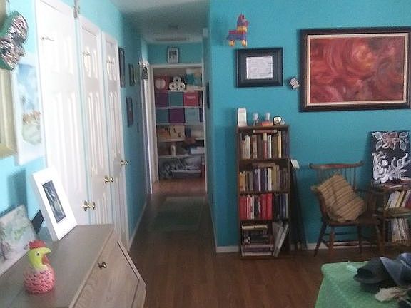 living room and down hallway