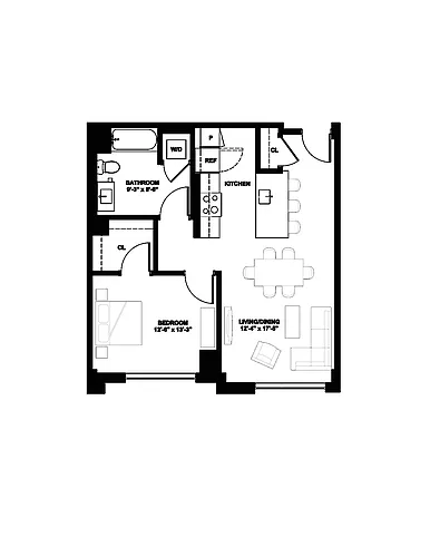 Floor plan 1B-PH