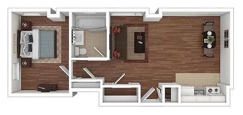 Floor plan Shaker 1 Bedroom 1 Bath