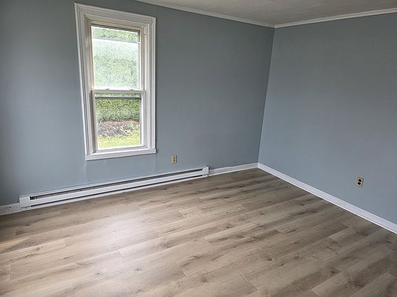 Freshly painted bedroom with brand new vinyl plant flooring