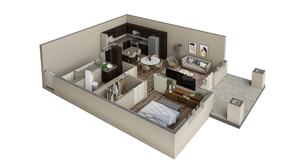 Floor plan 1 BR Vue Overlook