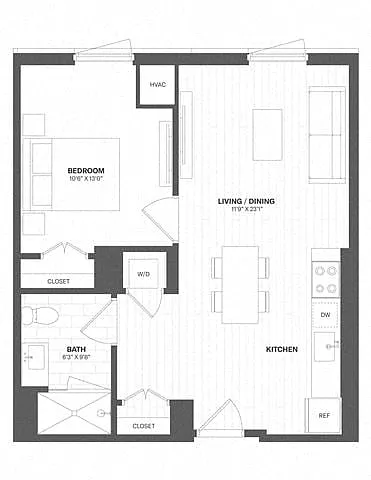 Floor plan 1 Bed/1 Bath-a13