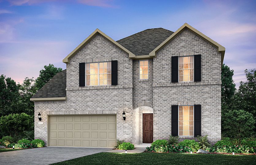 Exterior A with shutters, and 2-car garage with additional storage Model representation