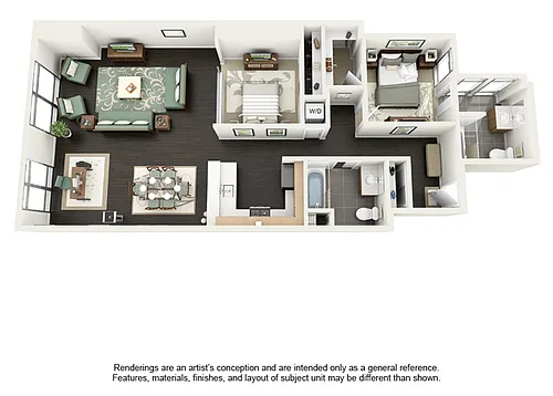 Floor plan 2 Bedroom - 1105 sqft