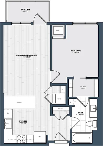 Floor plan 1 Bed/1 Bath-A3