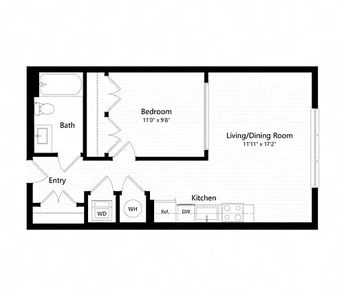 Floor plan 1 Bed - 1 Bath | aj2 - Judd