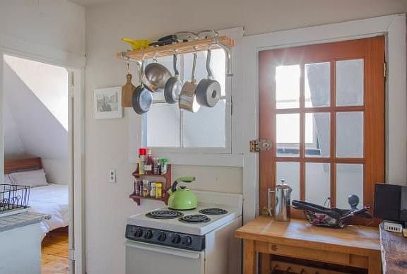 Bright kitchen and bedroom