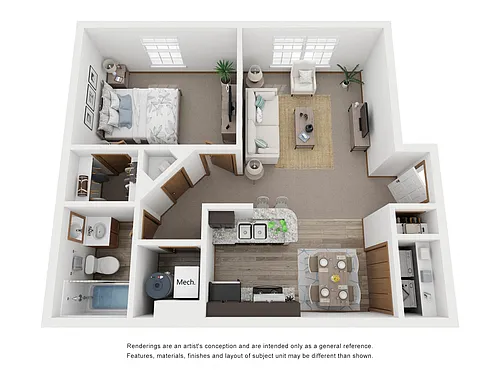 Floor plan One Bed, One Bath