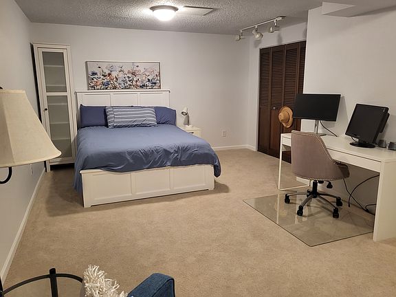 This is the basement bedroom. (Before being painted)
Work space with desk, office chair, computer monitors available if needed.