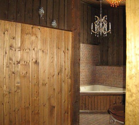 Lower bath with jetted tub and separate shower