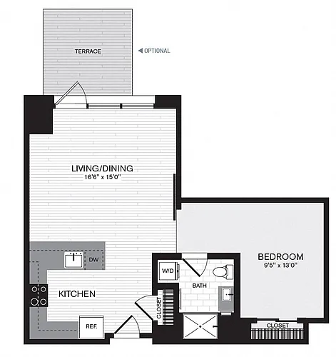 Floor plan 1 Bed/1 Bath