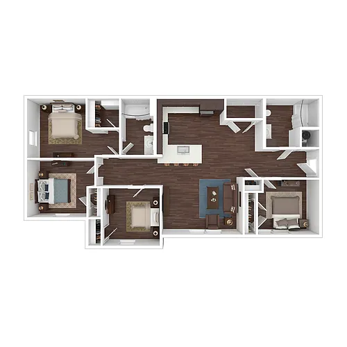 Floor plan Income-Restricted 4 Bedroom 2 Bath