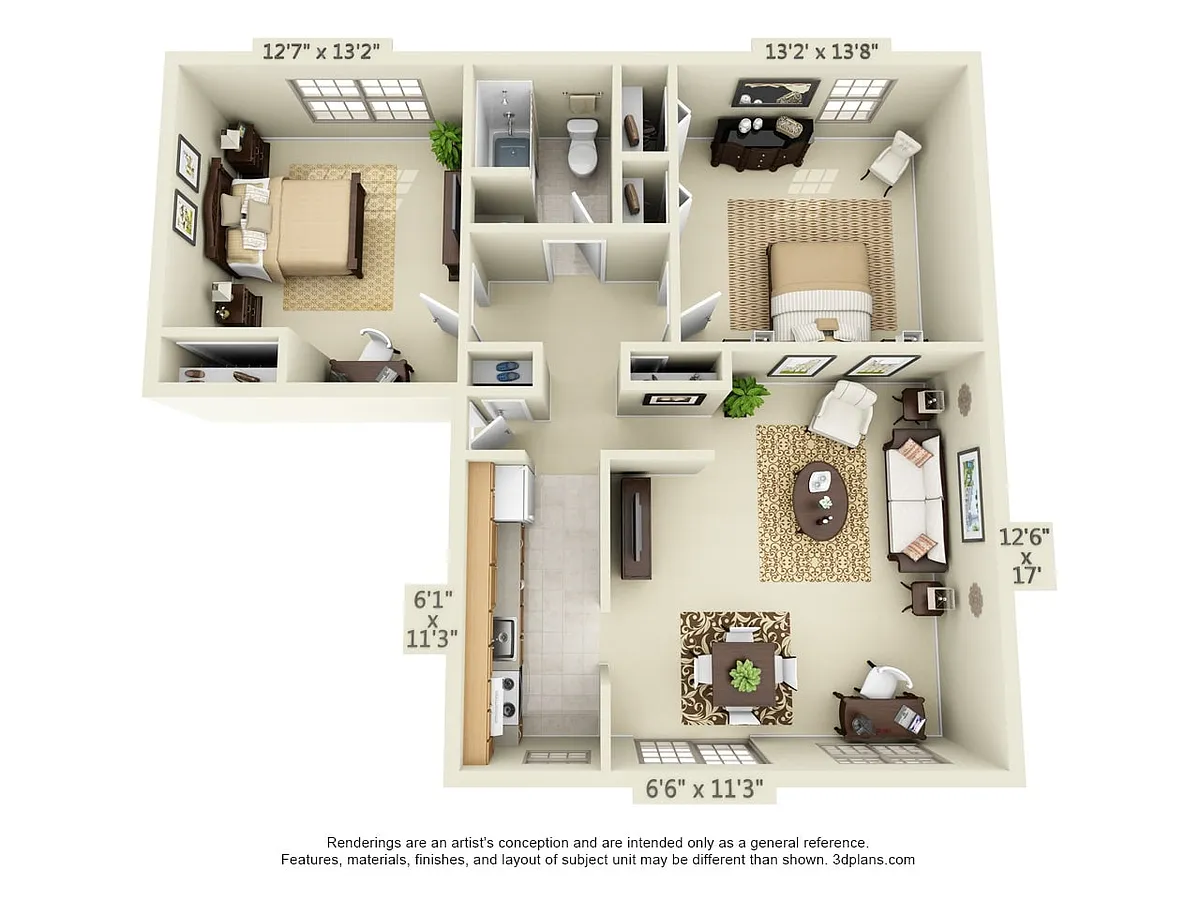 Floor plan 2 Bedroom, Style B