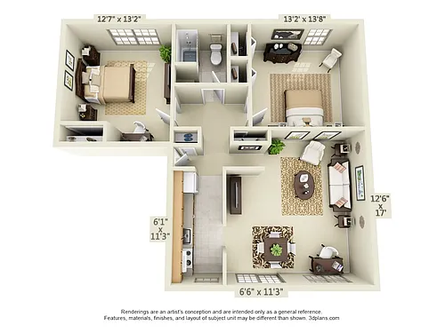 Floor plan 2 Bedroom, Style B