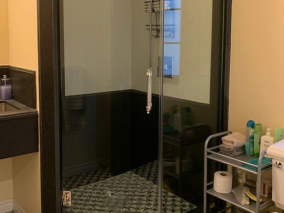 Modern marble shower.