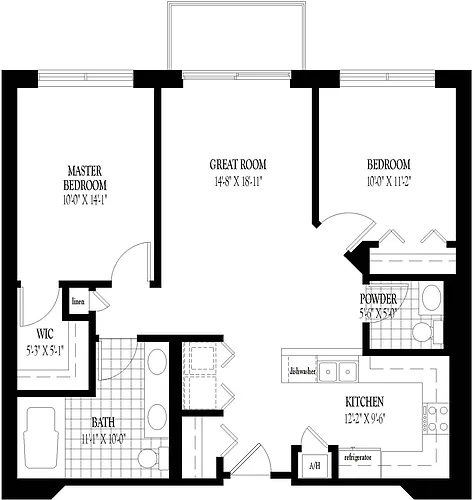 Floor plan 2 Bed 1 Bath