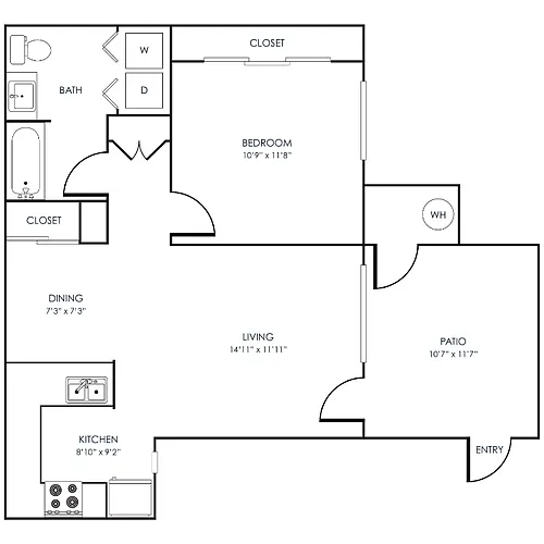 Floor plan 1 Bedroom 1 Bathroom