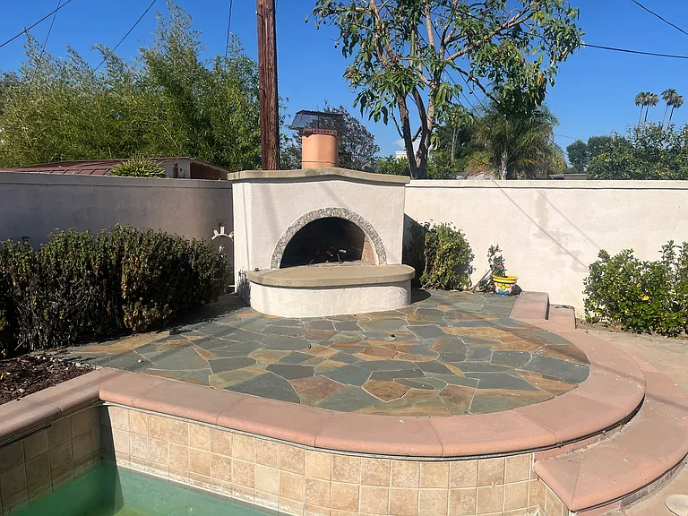 Back yard fireplace
