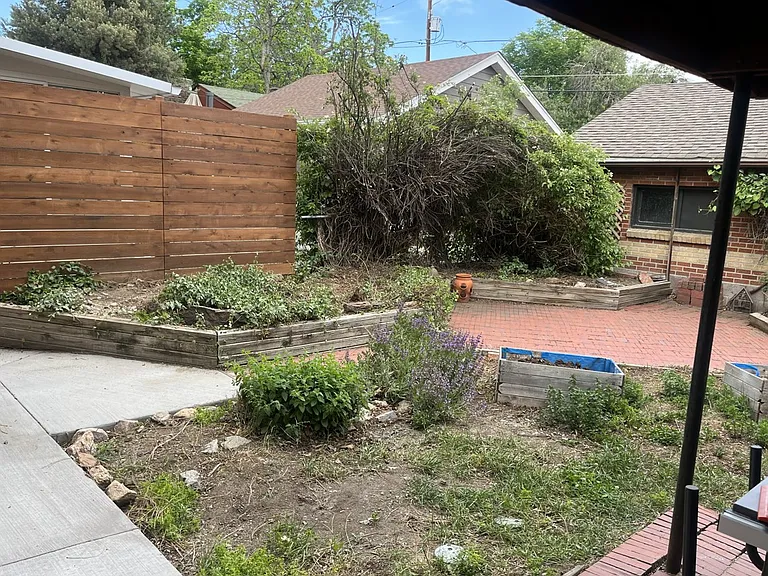 Backyard with covered patio
