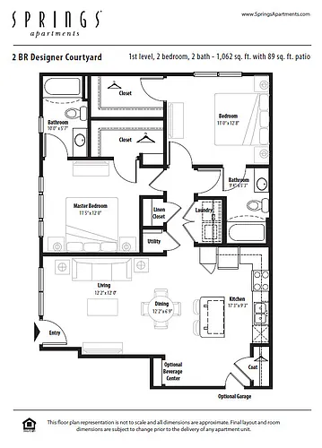 Floor plan 2 BR Designer Courtyard Garage