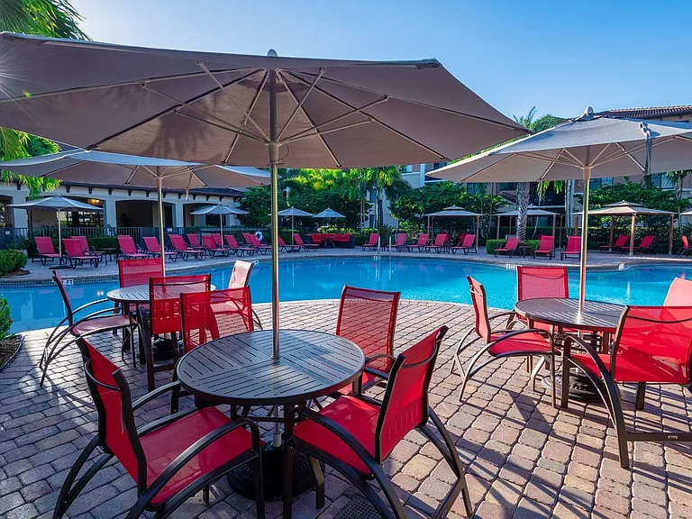 Poolside seating area