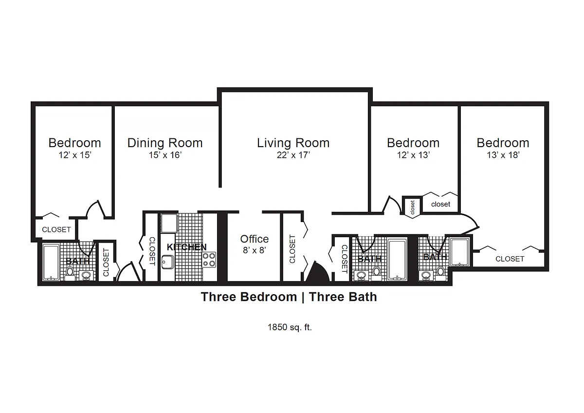 Floor plan 3 Bedroom 3 Bath
