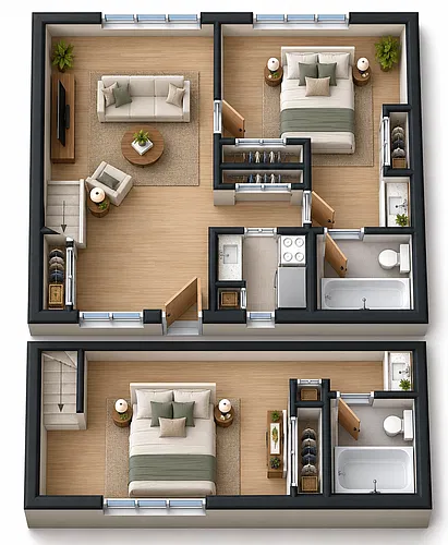 Floor plan 2 Bedroom, 2 Bath
