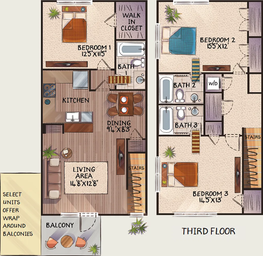 3 Bedroom Townhouse At The Woodlands - End Unit * Only $500 Deposit - End Unit- 1 Month Free When... — Photo 1