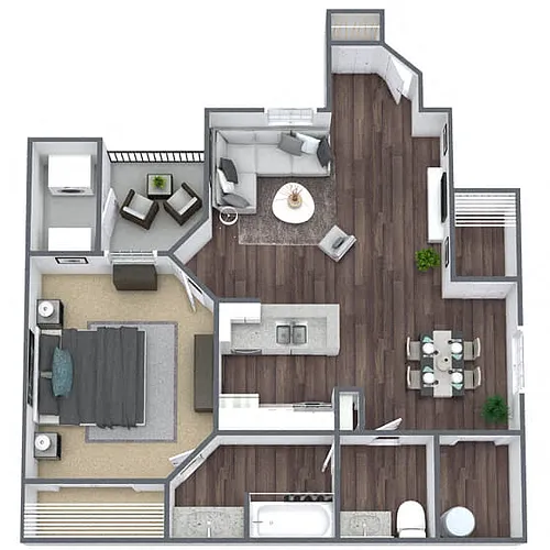 Floor plan A2: 1 Bed 1 Bath