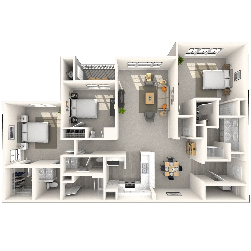 Floor plan Traditional 3x2.5 1552-1644 SF
